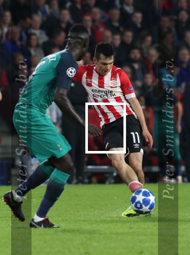 Eindhoven, 24 Oktober 2018 PSV-Tottemham Hotspur.
Duel in de voorronde Champions League, eindstand 2-2.
Hirving Lozano geblesseerd
