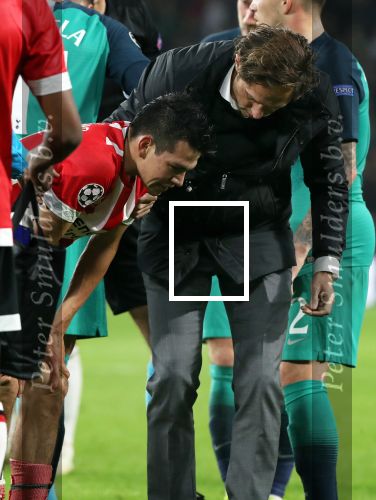 Eindhoven, 24 Oktober 2018 PSV-Tottemham Hotspur.
Duel in de voorronde Champions League, eindstand 2-2.
Hirving Lozano geblesseerd