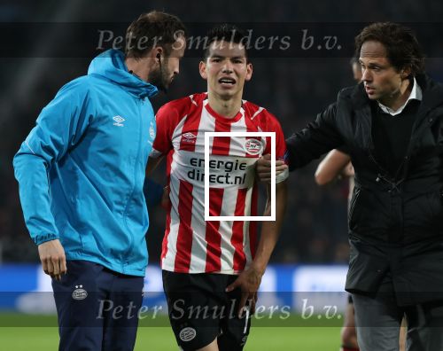 Eindhoven, 24 Oktober 2018 PSV-Tottemham Hotspur.
Duel in de voorronde Champions League, eindstand 2-2.
Hirving Lozano geblesseerd