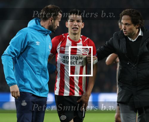 Eindhoven, 24 Oktober 2018 PSV-Tottemham Hotspur.
Duel in de voorronde Champions League, eindstand 2-2.
Hirving Lozano geblesseerd