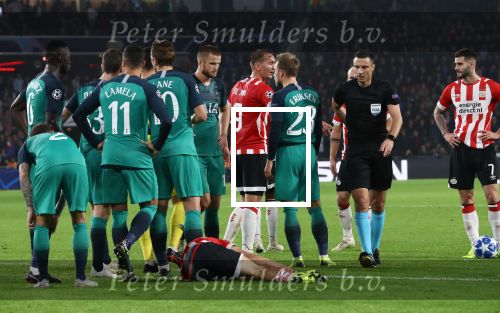 Eindhoven, 24 Oktober 2018 PSV-Tottemham Hotspur.
Duel in de voorronde Champions League, eindstand 2-2.
Hirving Lozano geblesseerd