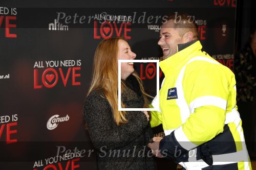 Amsterdam 26 november 2018
Premiere All you need is love in het delamar theater. Een spontaan huwelijks aanzoek op de rode loper van ANWB wegenwacht werknemer