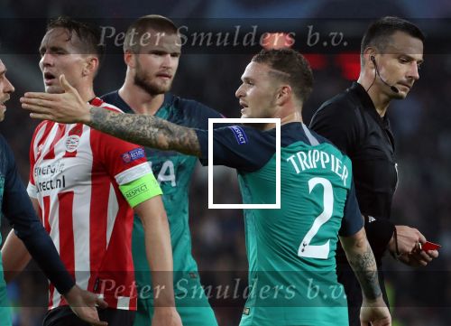 Eindhoven, 24 Oktober 2018 PSV-Tottemham Hotspur.
Duel in de voorronde Champions League, eindstand 2-2.
Kieran Trippier en Luuk de Jong