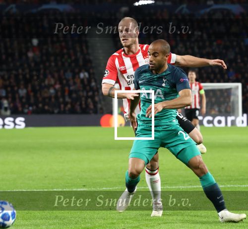 Eindhoven, 24 Oktober 2018 PSV-Tottemham Hotspur.
Duel in de voorronde Champions League, eindstand 2-2.
Lucas Moura en Jorrit Hendrix