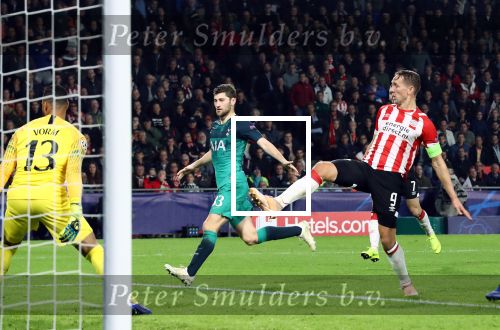 Eindhoven, 24 Oktober 2018 PSV-Tottemham Hotspur.
Duel in de voorronde Champions League, eindstand 2-2.
Luuk de Jong scoort de 2-2