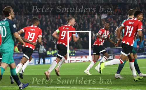 Eindhoven, 24 Oktober 2018 PSV-Tottemham Hotspur.
Duel in de voorronde Champions League, eindstand 2-2.
Luuk de Jong scoort de 2-2