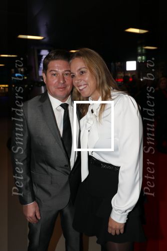 Amsterdam 11 december 2018
Martijn Krabbe met zijn verloofde Deborah Wietzes bij modeshow Nikkie Plessen
