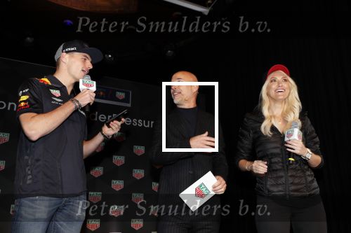 Amsterdam 13 november 2018
Presentatie TAG Heuer horloge van Max Verstappen in Hotel Arena. Robert Doornbos en Rob Kamphues doen de presentatie.