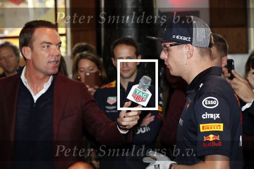 Amsterdam 13 november 2018
Presentatie TAG Heuer horloge van Max Verstappen in Hotel Arena. Robert Doornbos en Rob Kamphues doen de presentatie.