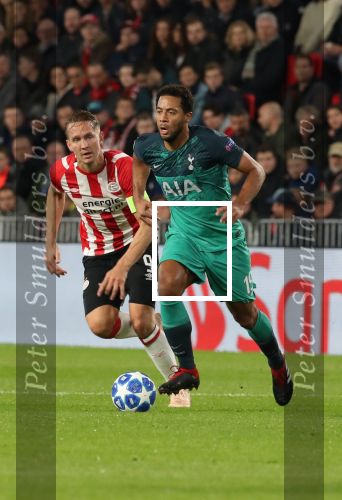 Eindhoven, 24 Oktober 2018 PSV-Tottemham Hotspur.
Duel in de voorronde Champions League, eindstand 2-2.
Mousa Dembele en Luuk de Jong