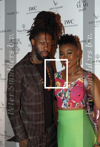 Amsterdam 10 december 2018
de Harper\'s Bazaar Woman of the Year Award 2018 in de Posthoornkerk . Ntjam Rosie met partner