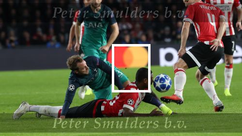 Eindhoven, 24 Oktober 2018 PSV-Tottemham Hotspur.
Duel in de voorronde Champions League, eindstand 2-2.
Pablo Rosario en Christian  Eriksen