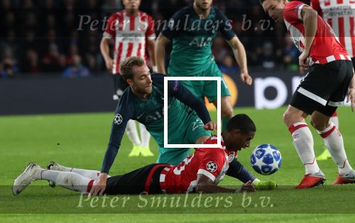 Eindhoven, 24 Oktober 2018 PSV-Tottemham Hotspur.
Duel in de voorronde Champions League, eindstand 2-2.
Pablo Rosario en Christian  Eriksen