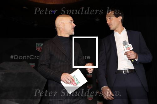 Amsterdam 13 november 2018
Presentatie TAG Heuer horloge van Max Verstappen in Hotel Arena. Robert Doornbos en Rob Kamphues doen de presentatie.