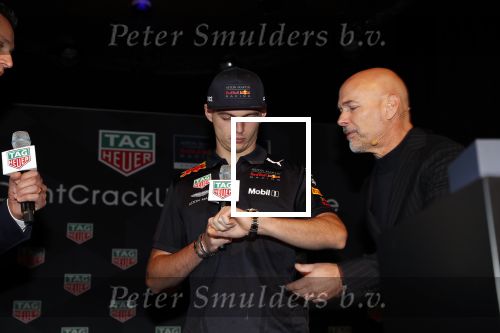 Amsterdam 13 november 2018
Presentatie TAG Heuer horloge van Max Verstappen in Hotel Arena. Robert Doornbos en Rob Kamphues doen de presentatie.