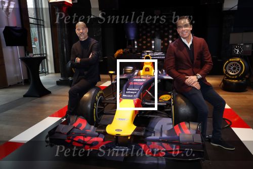 Amsterdam 13 november 2018
Presentatie TAG Heuer horloge van Max Verstappen in Hotel Arena. Robert Doornbos en Rob Kamphues doen de presentatie.