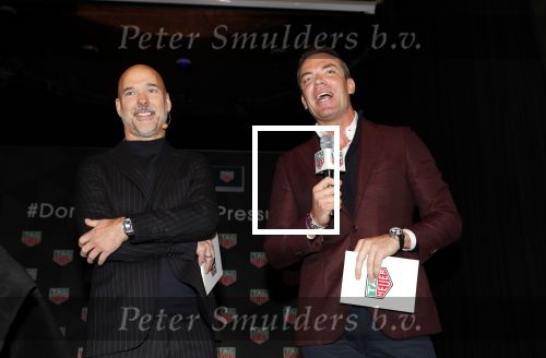 Amsterdam 13 november 2018
Presentatie TAG Heuer horloge van Max Verstappen in Hotel Arena. Robert Doornbos en Rob Kamphues doen de presentatie.