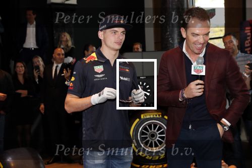Amsterdam 13 november 2018
Presentatie TAG Heuer horloge van Max Verstappen in Hotel Arena. Robert Doornbos en Rob Kamphues doen de presentatie.