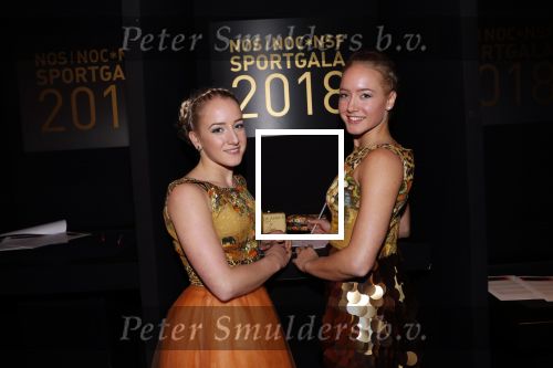 Amsterdam 19 december 2018
Sportman van het jaar verkiezing in afas live. Sanne en Lieke Wevers in jurk van Addy v d Krommenacker