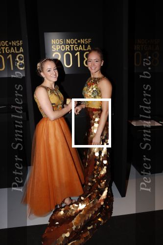 Amsterdam 19 december 2018
Sportman van het jaar verkiezing in afas live. Sanne en Lieke Wevers in jurk van Addy v d Krommenacker