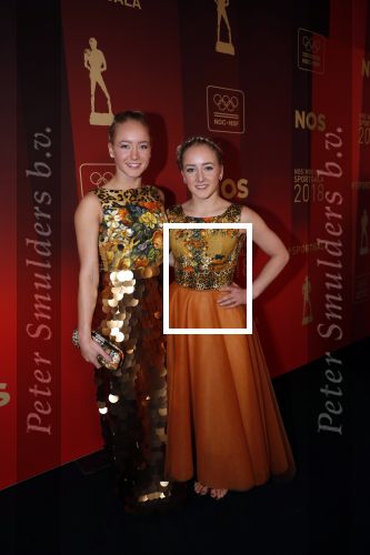 Amsterdam 19 december 2018
Sportman van het jaar verkiezing in afas live. Sanne en Lieke Wevers in jurk van Addy v d Krommenacker
