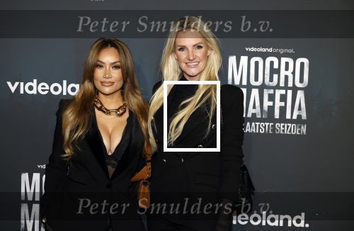 Amsterdam 5 november 2024
Premiere Videoland van  Mocro mafia in Tuschinski. Angela v d Brink en Mifa Rosa