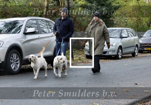 Huizen 24 november 2024
Linda de Mol en partner Jeroen Rietbergen aan het wandelen met hun 2 labradors / honden
