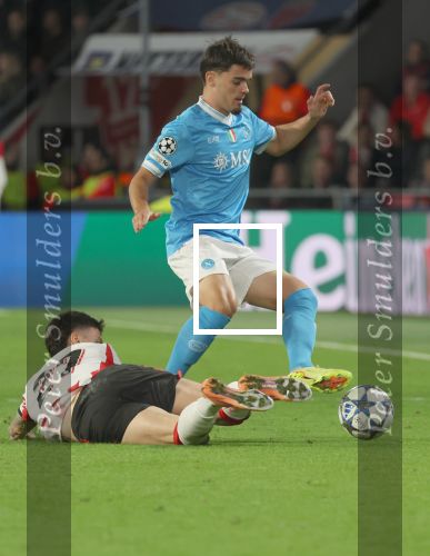 Eindhoven, 21 Oktober 2025
CL Wedstrijd PSV-Napolie, eindstand 6-2
Dennis Man met Miguel Gutierrez