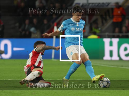Eindhoven, 21 Oktober 2025
CL Wedstrijd PSV-Napolie, eindstand 6-2
Dennis Man met Miguel Gutierrez