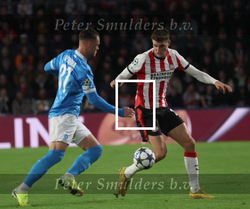Eindhoven, 21 Oktober 2025
CL Wedstrijd PSV-Napolie, eindstand 6-2
Guus Til met Sam Beukema