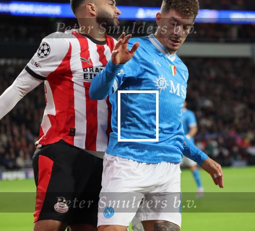 Eindhoven, 21 Oktober 2025
CL Wedstrijd PSV-Napolie, eindstand 6-2
Ismael Saibari met Giovanni Di Lorenzo