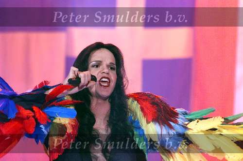 Aalsmeer 8-12-1999
Sterrenplaybackshow van Hennie Huisman.
Erik Hulzebosch als Dana International