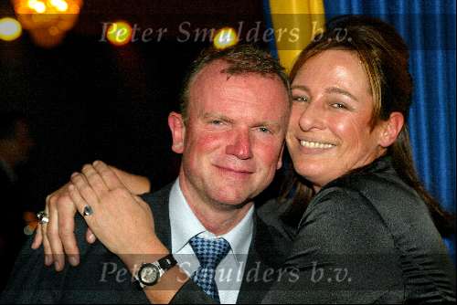 Amsterdam 17 decmber 2001
Princess kerstborrel in het Grace Theater.
Evert Santegoeds met vriendin