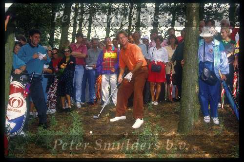 Payne Stewart tijdens Dutch Openop de Noordwijksche golfclub tijdens een shoot out