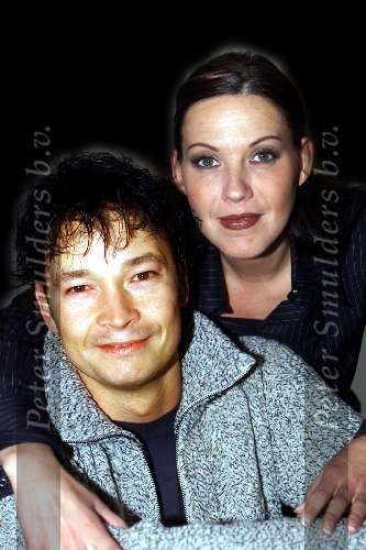Eindhoven 28November 2002
Sandra Abbink met haar vriend Marcel de Groot en begleider in de band van Frans Bauer,
