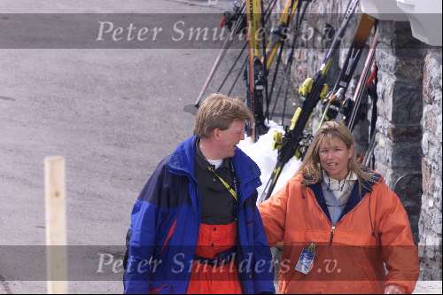 Zurs/Lech 4 April 2001
Prins Willem Alexander en Maxima enkele dagen na hun officiele verloving