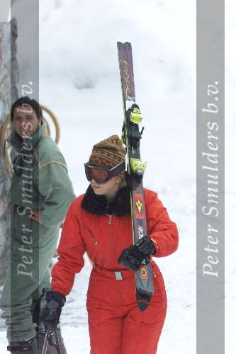 Zurs 17 februari 2001
Maxima tijdens haar wintersportvakantie
