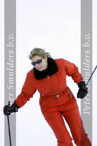 Zurs 17 februari 2001
Maxima tijdens haar wintersportvakantie