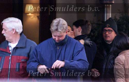 New York, 22 januari 2000
Prins Willem Alexander samen met Maxima na afloop van een diner samen met een beveiligingsbeambte
Rest. CIPRIANI Downtown