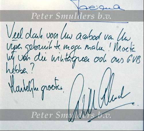 Valkenswaard 27 november 2002
Persoonlijk geschreven brief Prins Willem Alexander  Eindhovese Golfbaan