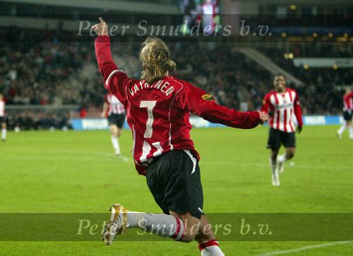 Eindhoven, 17 December 2005 Kompetitiewedstrijd PSV-Willem II ,  eindstand 4-1
Mika Varynen scoort zijn eerste officiele doelpunt in dienst van PSV en is erg blij
@Foto: Junior Smulders