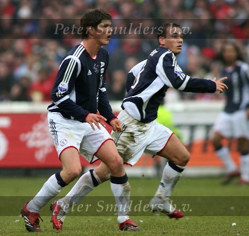 Rotterdam, 5 Februari 2006 Kompetiewedstrijd Feyenoord-AJAX, eindstand 3-2 Seizoen 2005/2006
Klaas Jan Huntelaar en Wesley Sneijder