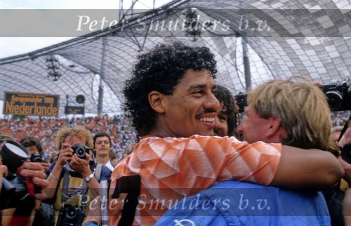 Munchen, 25 Juni 1988 Finale Europees Kampioenschap 1988
Nederland-Rusland met een eindstand van 2-0
Blijdschap met het behalen van het Europees Kampioenschap met o.a. Frank Rijkaard