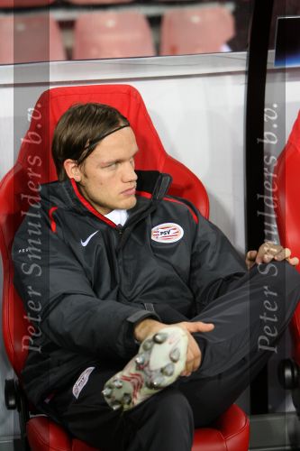 Eindhoven, 20 Februari 2007 Champions Leaguewedstrijd
PSV-FC Arsenal 1e ronde Eindstand 1-0 Seizoen 2006/2007
Mika Vayrynen op de bank