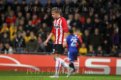 Eindhoven, 25 Februari 2010
1/8 Finale Uefa Europa League PSV-HSV, eindstand 3-2
PSV uitgeschakeld op basis van uit gescoorde doelpunten
Balazs Dzsudzsak krijgt in een halve minuut 2x geel, dus rood
Foto Junior Smulders