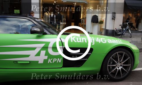 Amsterdam 4 februari 2013
Een groend mercedes sport met reclame voor KPN en het G4 netwerk.
Peter Smulders bv