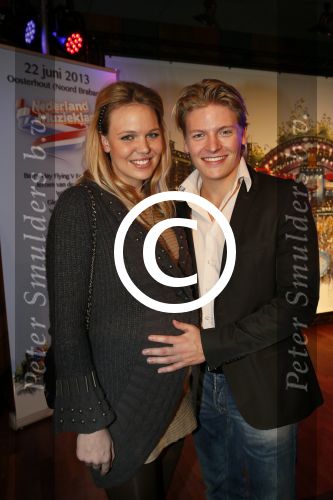 Hilversum 14 februari 2013
Presentatie nieuwe sbs6 programma Nederland Muziekland in de wisseloord studio.\'s in hilversum. Thomas Berge met zijn zwangere vriendin Myrthe Milius
Peter Smulders bv