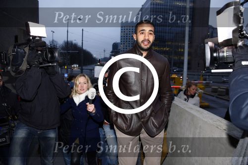 Amsterdam 22 januari 2014
Rechtzaak Badr Hari bij rechtbank in Amsterdam. Veel pers wacht Badr en zijn advocaat Bernadette Ficq
