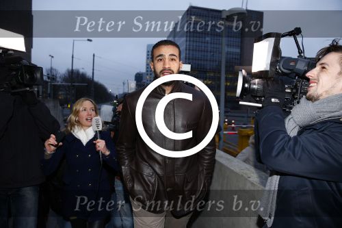 Amsterdam 22 januari 2014
Rechtzaak Badr Hari bij rechtbank in Amsterdam. Veel pers wacht Badr en zijn advocaat Bernadette Ficq