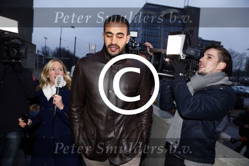 Amsterdam 22 januari 2014
Rechtzaak Badr Hari bij rechtbank in Amsterdam. Veel pers wacht Badr en zijn advocaat Bernadette Ficq
